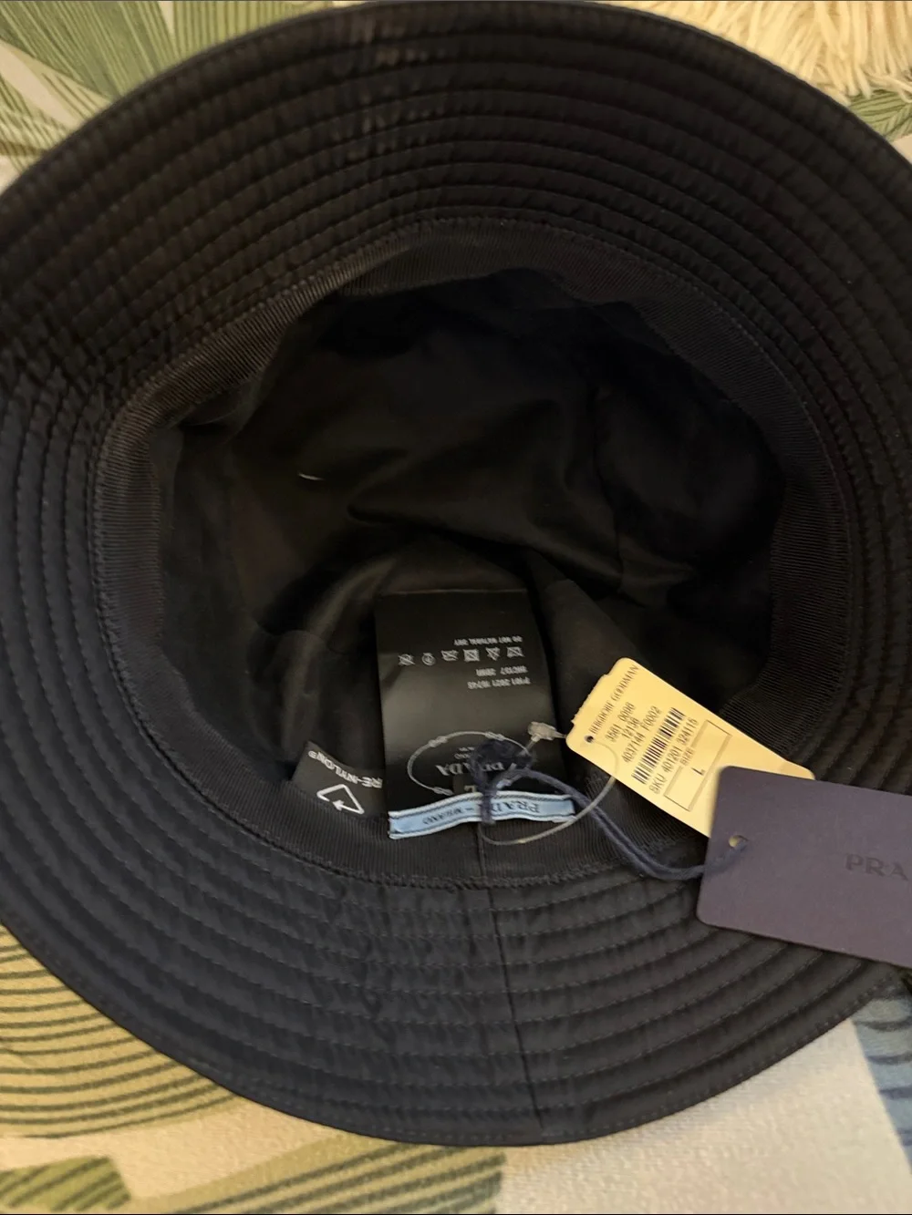 Prada Black Re-Nylon Logo Bucket Hat